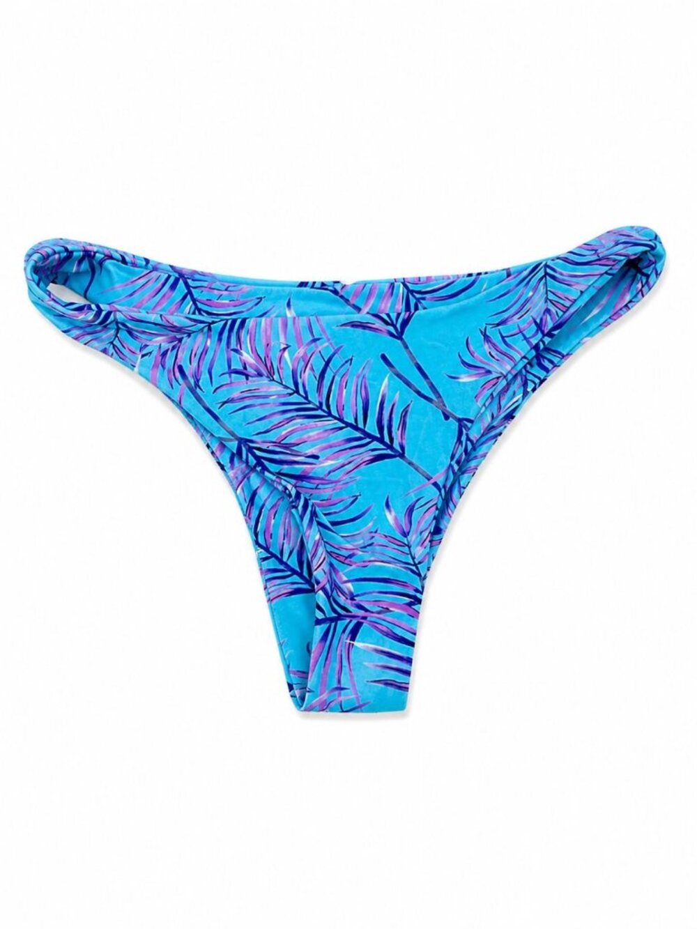 Kamoni Blue Tropical Print Brazilian-cut bikini bottom, size medium, NEW